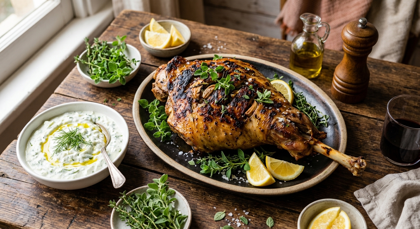 Barbecued Greek Lamb with Tzatziki