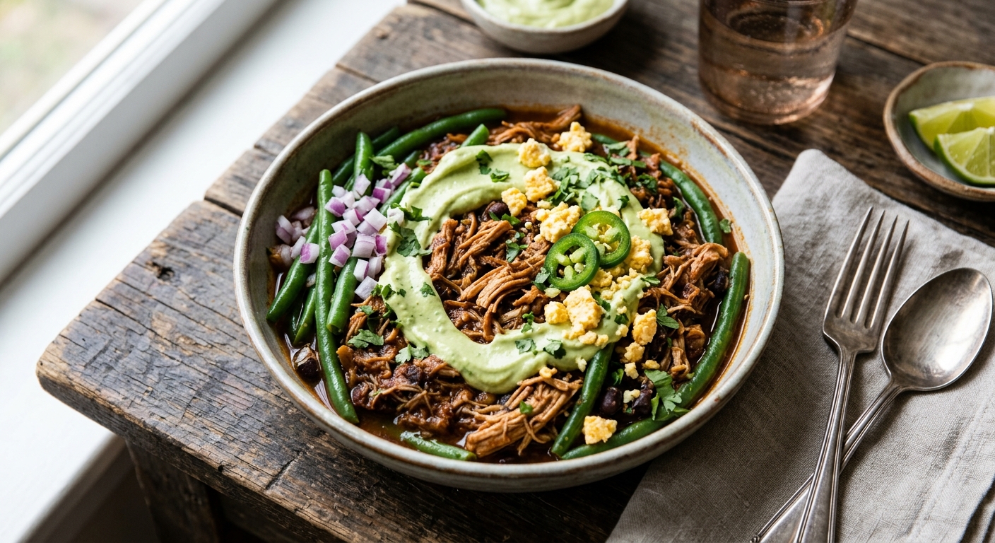 Black Bean Turkey Tinga with Avocado Crema
